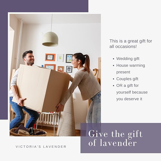Victoria's Lavender Home Essential Products Set - Made in the USA Collection, Includes Soy Candle, Room Spray, Hand Soap, Organza Sachets, Dryer Bags, Ideal Gift Set for Home Buyers - Lavender (5 Pcs) - Bloomnest