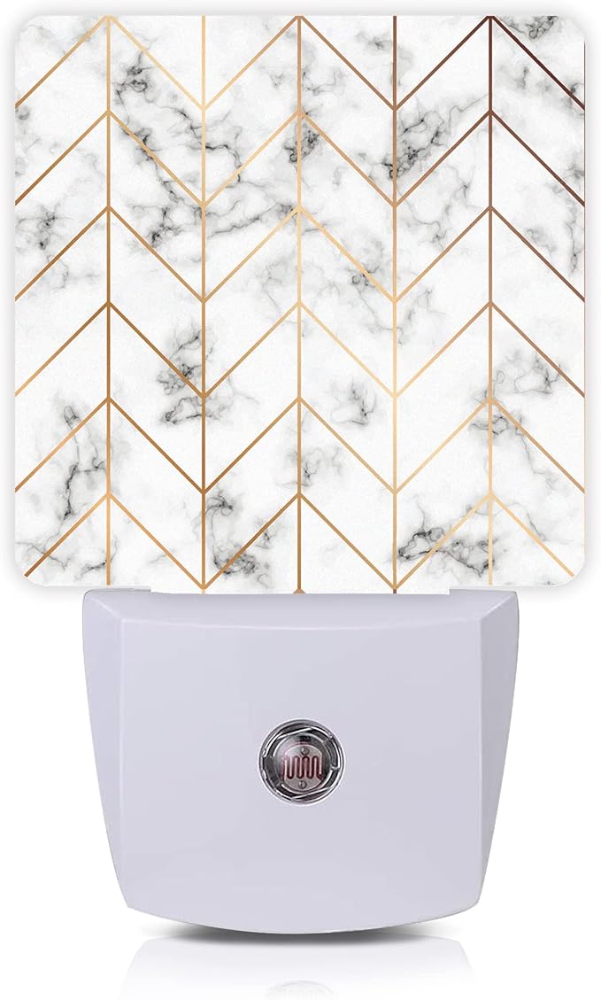 Marble Line Geometric Night Light,Plug-in Night Lights with Dusk-to-Dawn Sensor for Stairway/Hallway/Kitchen Sleep Friendly lamp for Women/Girls/Boys Gift,0.5W - Bloomnest