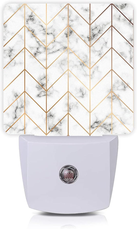 Marble Line Geometric Night Light,Plug-in Night Lights with Dusk-to-Dawn Sensor for Stairway/Hallway/Kitchen Sleep Friendly lamp for Women/Girls/Boys Gift,0.5W - Bloomnest