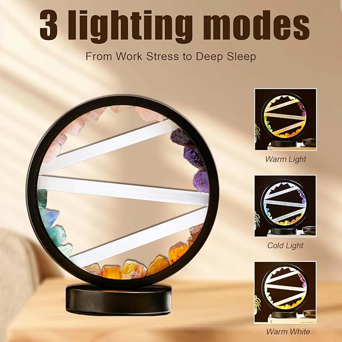 Runyangshi Crystal Table Lamp Night Light Natural Selenite & Colour Crystal Raw Stone Bedside Lamp with 3 Adjustable Light Colours Suitable for Home Decoration, Bedroom Office Desk Lighting - Bloomnest