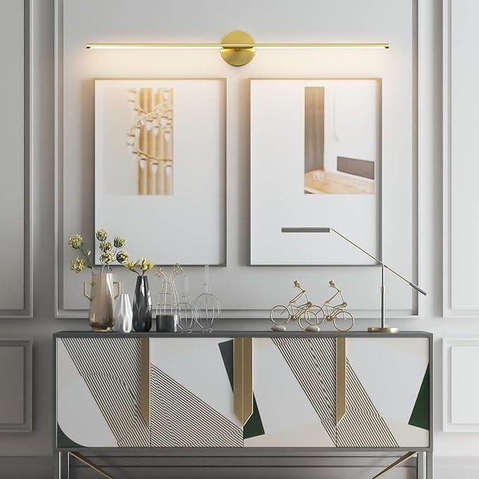 40Inch Hardwired Gold Wall Sconces Set of Two,360° Rotate Modern Linear Wall Light 30W Gold Vanity Light 3000K for Bathroom, Living Room(2 Pack) - Bloomnest