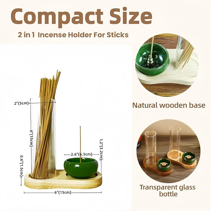 Incense Holder, 2-1Design, for Incense-Sticks,Cones,Ceramic Burner Bowl,for Zen Meditation,Yoga Desktop Decor,with Lotus Stand,Office,Home,Feng Shui & Spiritual Gifts(Natural) - Bloomnest