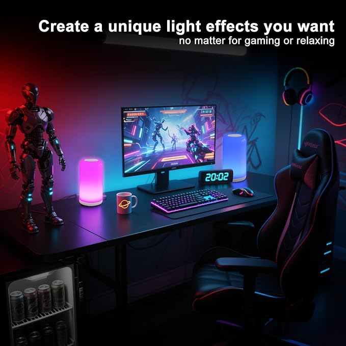 Dimmable Touch Night Light - 7 Brightness & 13 RGB Colors, Portable Bedside Lamp, Touch & App Control, Smart LED Lamp for Nursery, Reading, Decor - Bloomnest