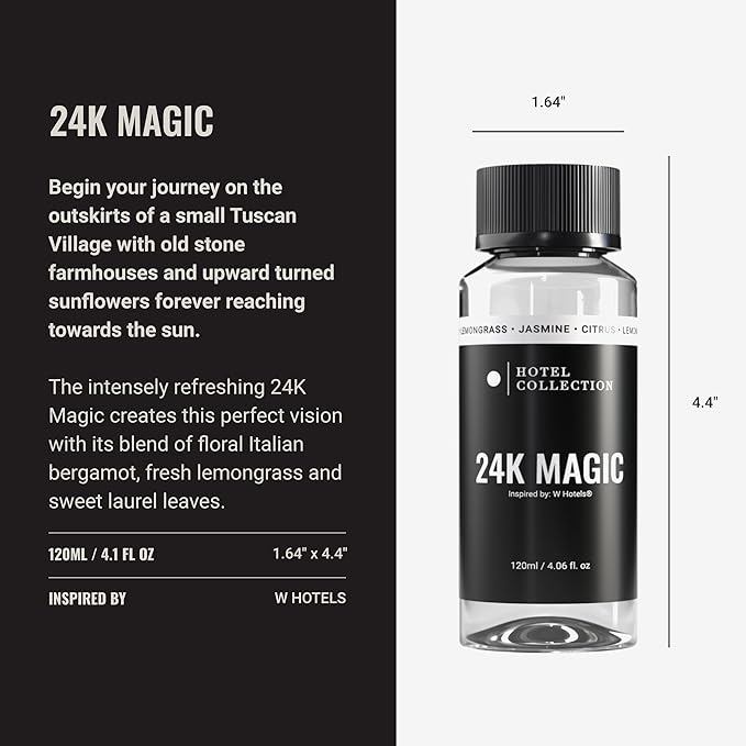 Hotel Collection Diffuser Oil - 24K Magic - Aromatherapy Essential Fragrance Oil - Citrus, Lemongrass, and Jasmine - 120mL 4.1 Fl oz - Bloomnest