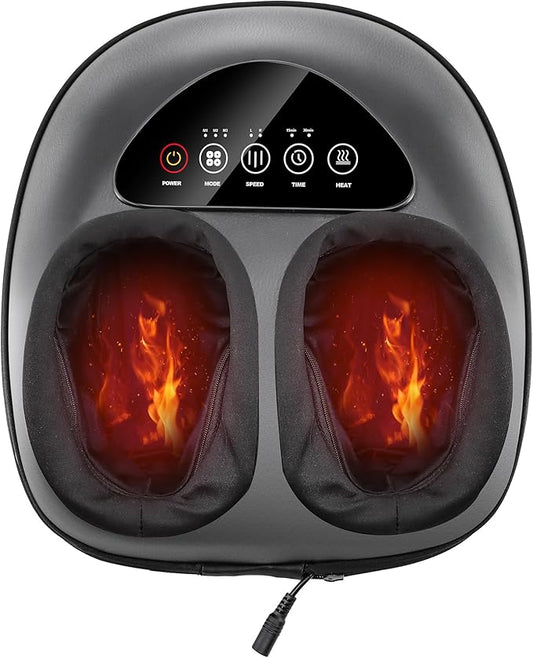 Shiatsu Foot Massager Machine - Toasty Toes Heaven! Heat Surge Technology for Couch Potatoes & Workaholics, Deep Kneading Therapy, Ergonomic Contoured Design - Bloomnest