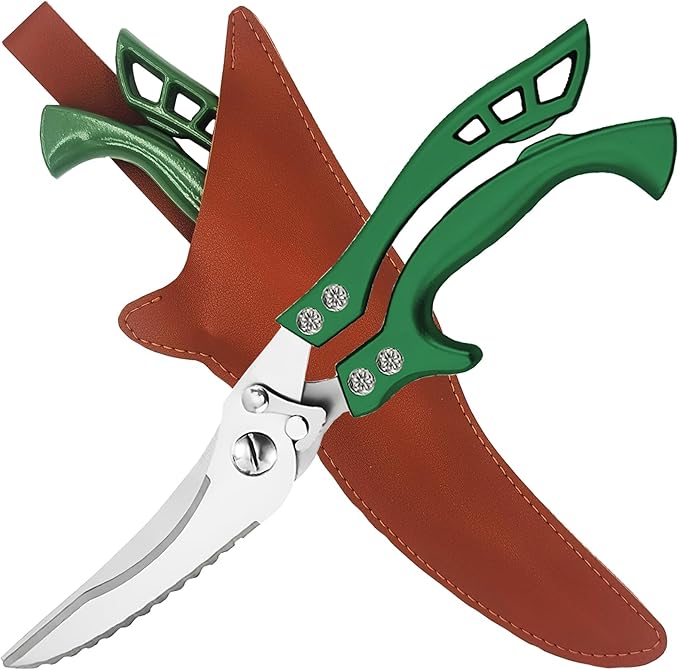 ANDONG Heavy Duty Poultry Shears, All-Purpose Kitchen Scissors for Food, Spatchcock Shears, Green - Bloomnest