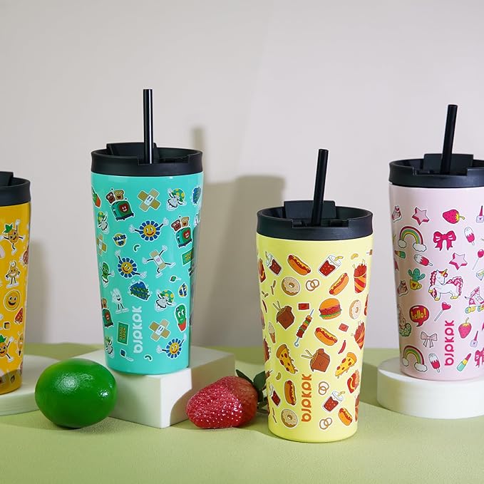 BJPKPK 22oz Insulated Tumbler With lid And Straw Stainless Steel Tumblers Travel Coffee Mug Reusable Thermal Cup,Unicorns - Bloomnest