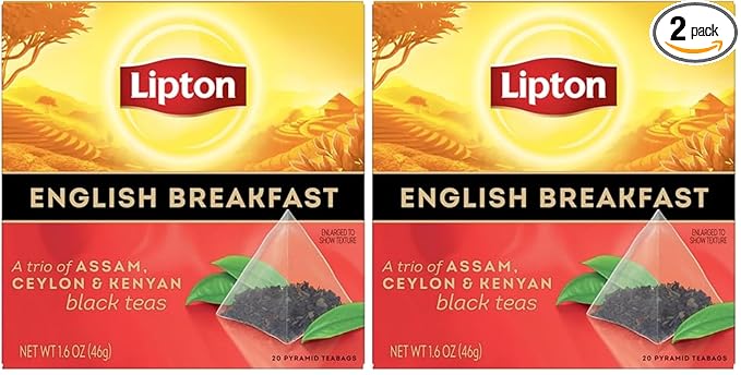 Lipton Black Tea English Breakfast, Pyramid Tea Bags, Flavored Teabags, 20 Total Bags (Pack of 2) - Bloomnest
