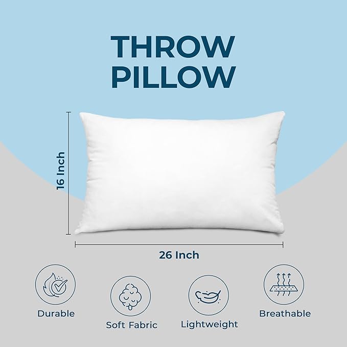 Utopia Bedding Throw Pillows (Set of 4, White), 16 x 26 Inches Pillows for Sofa, Bed and Couch Decorative Stuffer Pillow - Bloomnest