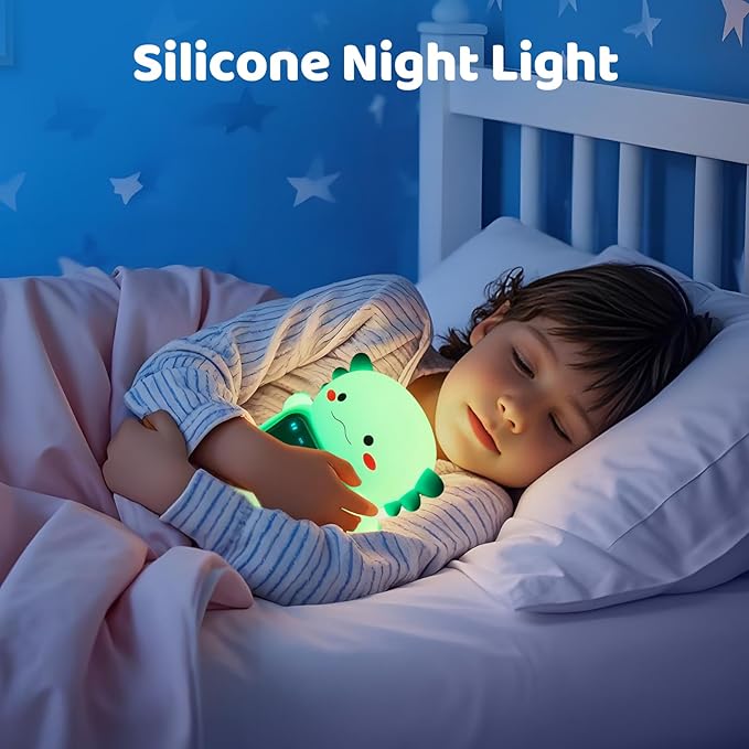 Axolotl Alarm Clock with Night Light for Kids, Rechargeable Silicone Lamp Time to Wake Clock Cute Animal Tabletop Lamp, Perfect Sleep Companion for Boys Girls, Green - Bloomnest
