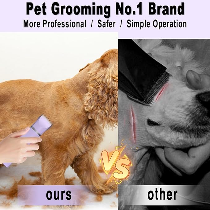 Dog Grooming Clippers Kit-Electric Rechargeable Cat Trimmer Tools-Cordless Quiet Pet Nail Paw Grinder-4 in 1 Multifunctional Low Noise Shaver-Razor for feet Face Ears Toenail Eye - Bloomnest