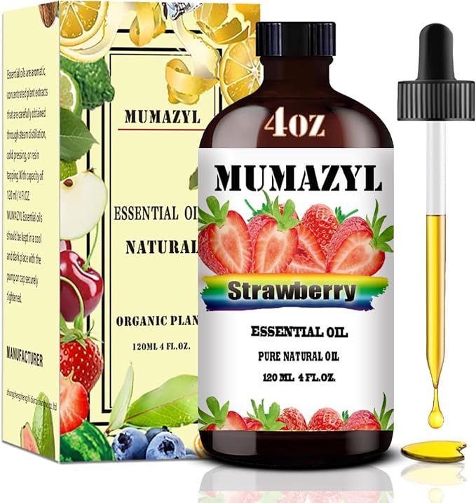 Strawberry Essential Oil, Strawberry Oil 4 Fl Oz 120ML for Diffuser Humidifier Yoga Cleaning DIY Candle Soap Making Essential Oils - Bloomnest