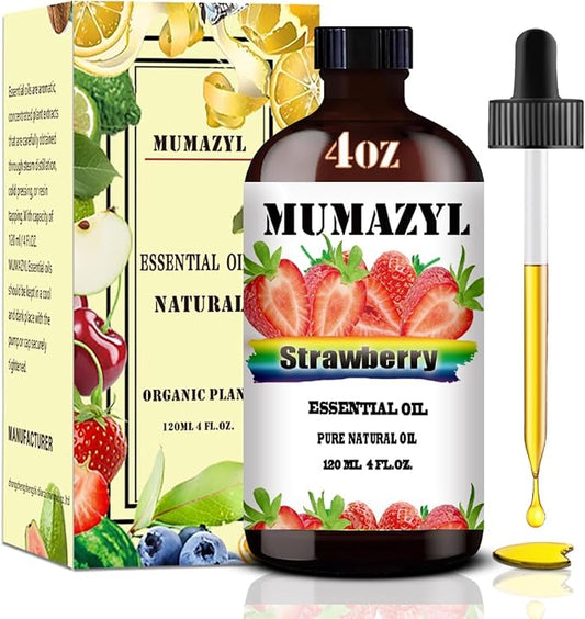 Strawberry Essential Oil, Strawberry Oil 4 Fl Oz 120ML for Diffuser Humidifier Yoga Cleaning DIY Candle Soap Making Essential Oils - Bloomnest