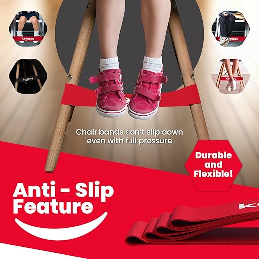 12 Pack Chair Bands, Anti Slip Chair Bands for Kids with Fidgety Feet, ADHD Chair Bands for Classroom, Desk Bands for Student Desks, Sensory Chair Rubber Bands - Bloomnest