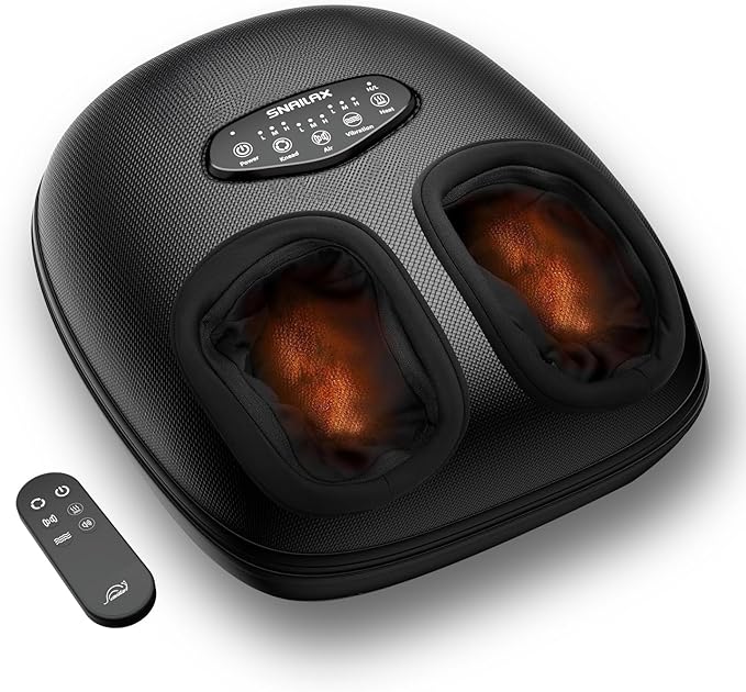 Snailax Shiatsu Foot Massager with Heat, Deep Kneading, Compression, Vibration,Electric Feet Massager Machine for Plantar Fasciitis,Neuropathy,Foot Warmer,Remote Control,Size 13,Gifts