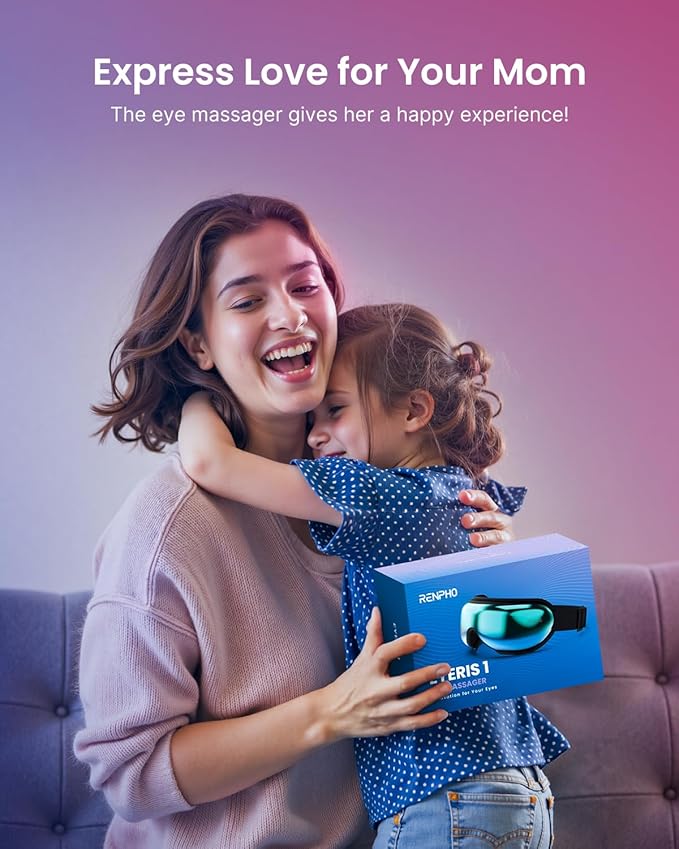 RENPHO Eyeris 1 Eye Massager with Heat, Christmas Birthday Gifts for Women Men Mom Dad Her Him, FSA Eligible HSA Eye Mask for Migraine, Smart Sleep Mask for Dry Eyes Relax, Reduce Strain - Bloomnest