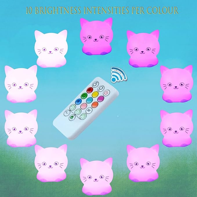 Night Light for Kids Portable Bedside Room Decor Lamp for Bedroom Cute LED Multicolor Gifts for Children Girls Boys Student Teen Girls - Cat - Bloomnest