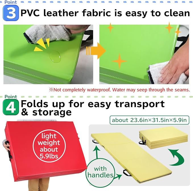 Gymnastics Mat Folding Stretch Mats 71"x31"x2" Exercise Muscle Training Children Play Horizontal Bar Mat Yoga Sports Soundproof Home Use - Bloomnest