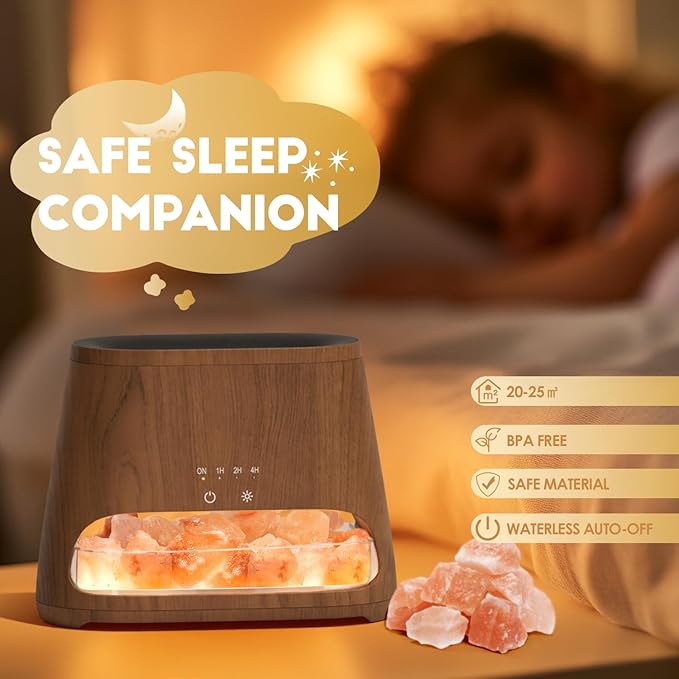 SALKING Colorful Flame Fire Diffuser Humidifier, Himalayan Salt Lamp, 7 Colors Changing Oil Diffuser, Ultra-Quiet Essential Oils Aromatherapy Diffusers for Large Room, Bedroom,150ml (Dark)