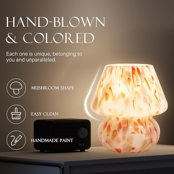 Mushroom Lamp Table Lamp for Bedroom,Small Desk Bedside Lamps for Living Room,Mushroom Decor Cute Mini Modern Mid Century Lamps for Night Stands,Aesthetic Home Living Room Decor(Flame Cream) - Bloomnest