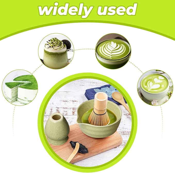 6 Pcs Matcha Whisk Set,Matcha Kit for Ceremony,Matcha Tea Set for Making Breakfast/Latte,Matcha Whisk Set with Ceramic Bowl with Spout,Whisk and Holder,Gift for Matcha Lover - Bloomnest
