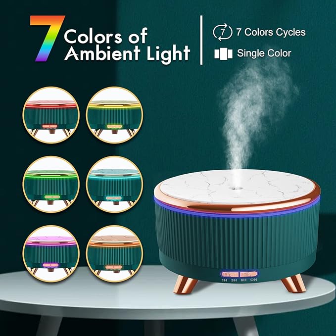 Diffusers for Essential Oils Large Room, 500ml Aromatherapy Diffuser Cool Mist Humidifier with Remote Control,7 Colors Lights & 5 Mist Mode Waterless Auto Off for Women Office Home - Bloomnest