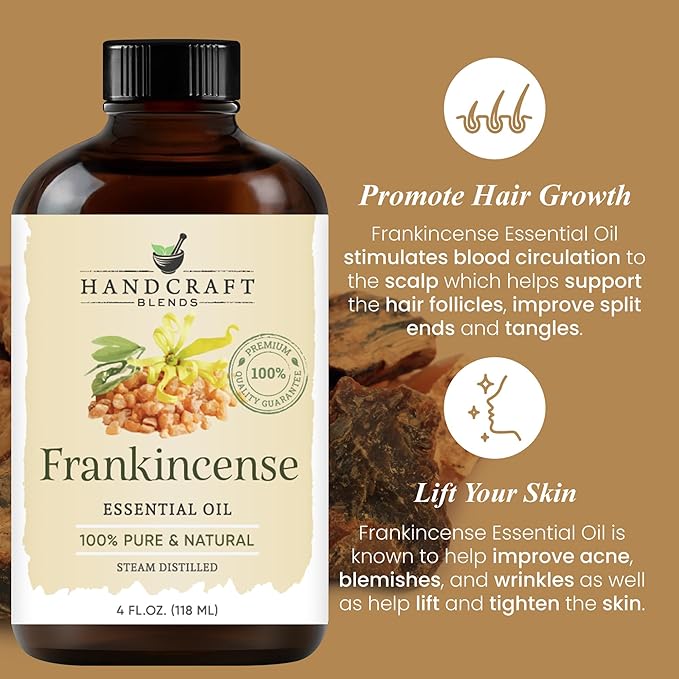 Handcraft Blends Frankincense Essential Oil – Huge 4 Fl Oz – 100% Pure and Natural – Premium Grade Essential Oil for Diffuser and Aromatherapy, Skin, Massage, Candle and Soap Making Fragrance - Bloomnest