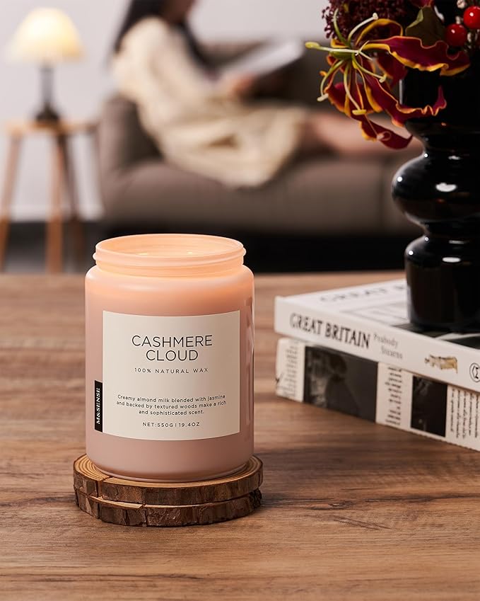 M&SENSE Warm Cashmere Scented Candles, 19.4oz 110 Hour Long Lasting 2 Wick Organic Natural Soy Wax in Glass Jar Candle for Bedroom Kitchen Home Decor, Housewarming Gifts for Family Friends - Bloomnest