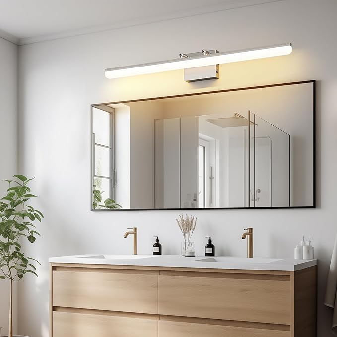 Brushed Nickel Vanity Light 31.5", 24W LED Dimmable Bathroom Light Bar with Adjustable Angle & 5CCT – Modern Long Wall Fixture for Bathroom, Powder Room, Bedroom, Apartment, Hotel - Bloomnest