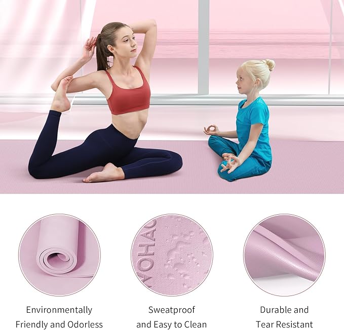 Extra Wide & Thick 8mm Yoga Mat, 72"x31.5" Large Non Slip Exercise Mat, Premium POE Material for Superior Cushioning & Stability, with Strap for Home Gym, Pilates - Bloomnest