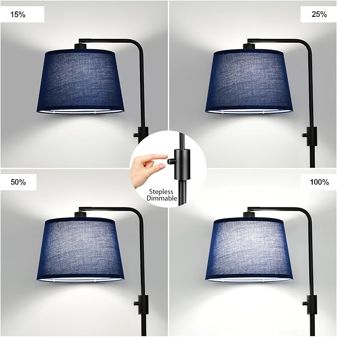 Nintiue 【Upgraded】 Dimmable Floor Lamp, 1000 Lumens LED Edison Bulb Included, Modern Arc Standing Tall Floor Lamp for Living Room Bedroom Office Dining Room - Blue - Bloomnest