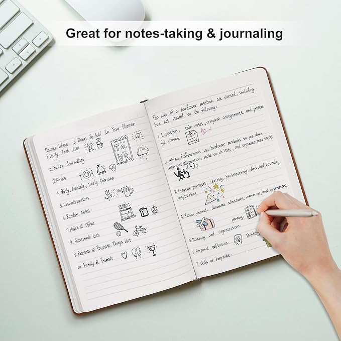 Comix Lined Journal Notebook for Women Men, Journaling Notebooks for Office School Home, Brown, 240 Pages, 5.5" x 8.3", College Ruled, A5, Hardcover - Bloomnest