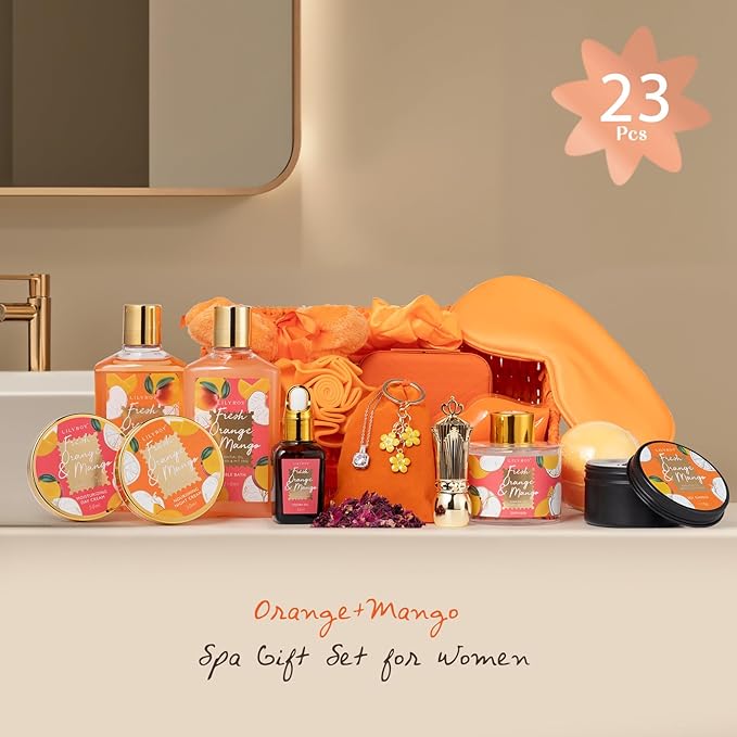 Valentines Day Gifts for Women Gift- 23-Piece Bath & Body Gift Basket Set for Women, Bath Gift Set, Spa Gift Baskets | Mothers Day Gifts for Mom, Christmas, Birthday Gift, All Occasion Present for Her