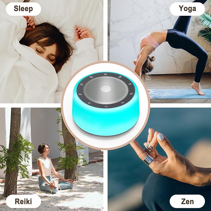 Kipcush Automatic Tibetan Singing Bowl Sound Machine, 11 Soothing Sound Therapy Tones, Touch Night Light, Smart Timer & Memory, Plug-in White Noise Machine for Sleep, Meditation, Yoga & Relaxation Kipcush%C2%AE