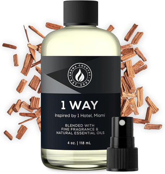 Aroma Country 1 Way Diffuser Oil - Luxury Hotel Santal Fragrance Oil for Diffuser Refill, Sandalwood Home Aroma Diffusers & Room Spray - My Way Premium Aromatherapy Oils & Home Scent (4 Fl Oz) AromaCountry