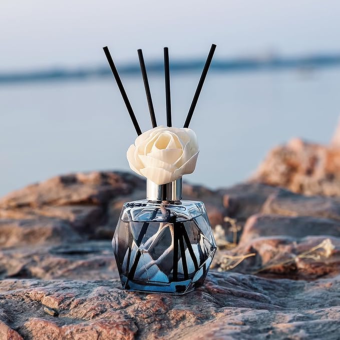 Brakula Reed Diffuser Set, 6.09 fl oz (180 ml)- Fresh Linen with 8 Reed Sticks, Home Fragrance Reed Diffuser for Bathroom Shelf Decor