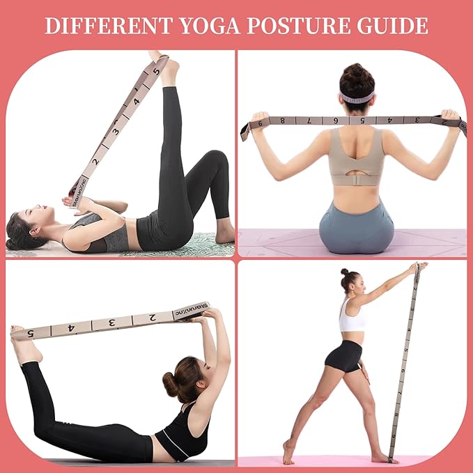 Yoga Stretch Strap with 10 Loops – Resistance Exercise Band for Flexibility Training, Dance, Gym, Pilates Equipment, Physical Therapy Bands - Bloomnest