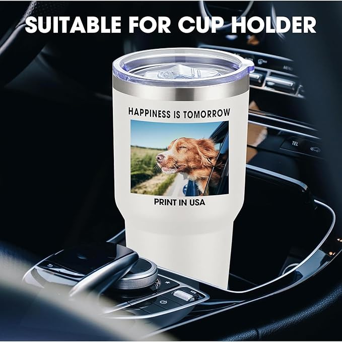 Personalized Custom Tumbler Print in USA 30oz Stainless Steel Coffee Cup with Lid & Straw Double Wall Insulated Tumbler with Colorful Text Logo Photo - Bloomnest