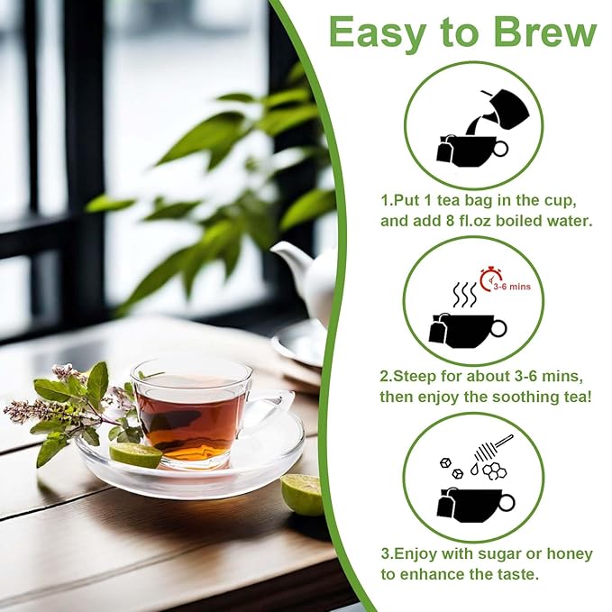 TEARELAE - Holy Basil Tea Bags - 60 Count - 100% Pure Natural Holy Basil Leaves - Aid in Digestion, Boost Immune System - Non-GMO - Caffeine-Free - Bloomnest
