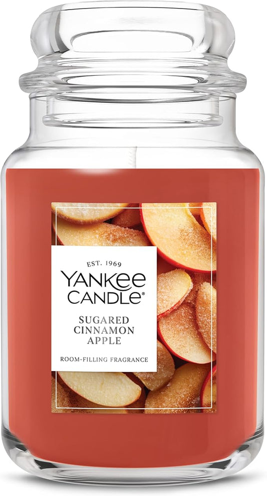 Yankee Candle Sugared Cinnamon Apple, Fall Scented Candle, 22oz Large Jar with up to 150 Hour Burn Time - Bloomnest