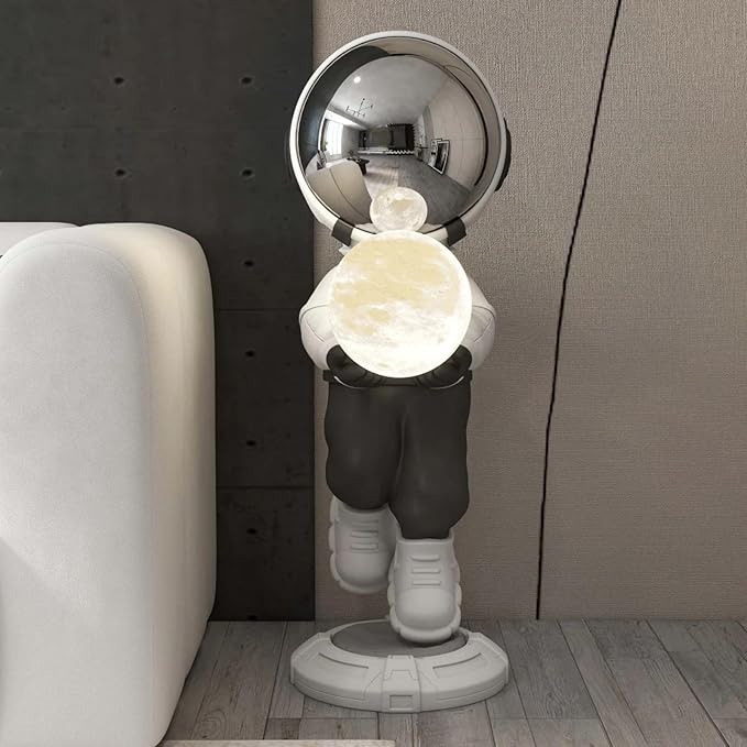 28.8" Astronaut Sculpture Figurine Floor Large Home Accessories Ornament Art Decor with Ball Lamp USB Charging - Bloomnest