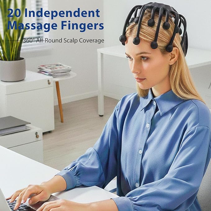 Head Massager Scalp Electric with Bluetooth Function, 360° Electric Head Massager Rechargeable 4 Modes, Electric Octopus Scalp Massager Portable, Long Battery Life, Scalp Stress Relax Massage Tool OrijioUS