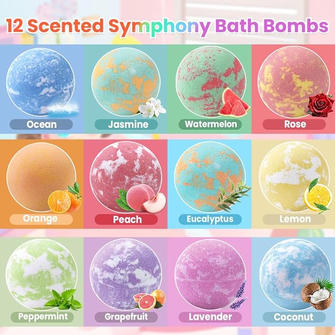12Pack Ocean Animals Bath Bombs for Kids with Toys Surprised Inside, Organic Natural Bubble Bath Fizzy More Decorations for DIY Fish Tank Birthday Ideal Set for Girls Boys Toddlers - Bloomnest