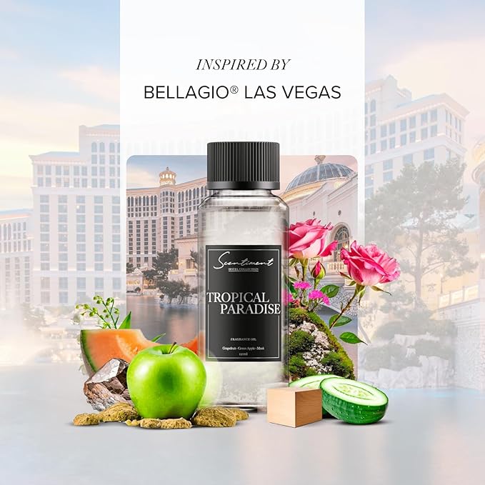 Scentiment Diffuser Oil - Tropical Paradise | Aromatherapy Fragrance Inspired by 5-Star Hotels | Luxurious Scent with Notes of Grapefruit, Green Apple, Musk (50 mL) Scentiment