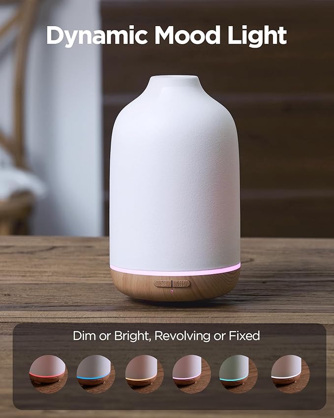 InnoGear 150ml Ceramic Essential Oil Diffuser, Handcrafted Stone Aromatherapy Scent Diffuser Ultrasonic Aroma Diffusers Humidifier Vaporizer with 2 Mist Modes Waterless Auto Off for Home Room Office - Bloomnest