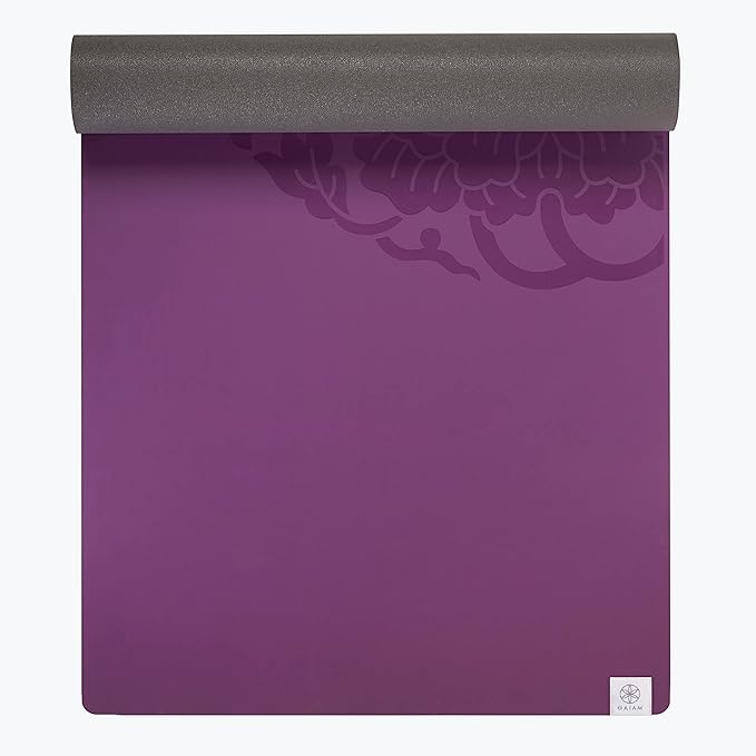 Gaiam Dry-Grip Yoga Mat - 5mm Thick Non-Slip Exercise & Fitness Mat for Standard or Hot Yoga, Pilates and Floor Workouts - Cushioned Support, Non-Slip Coat - 68 x 24 Inches - Bloomnest