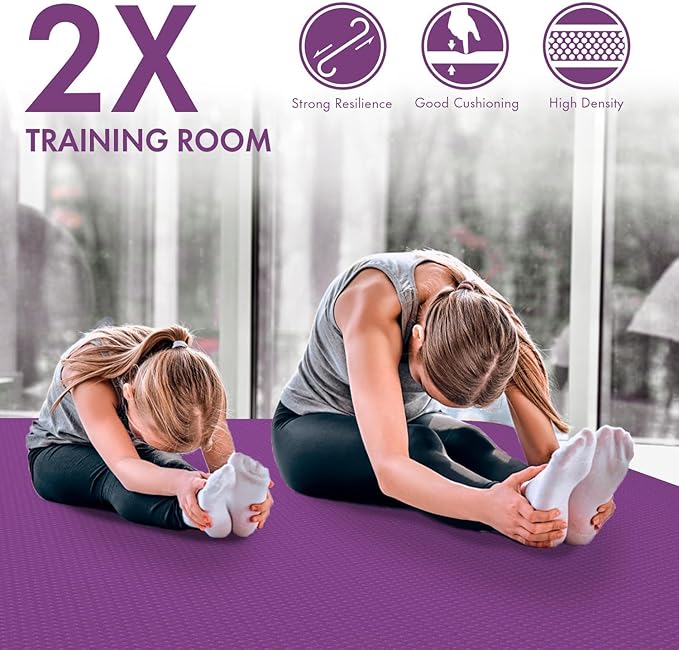FrenzyBird Large Yoga Mat 6'x 4'（72”x 48”）—1/4" &1/3" Extra Wide Exercise Mat 183cm x 122cm Large Exercise Mat Big Home Yoga Mat Pilates Mat,Non Slip,Thick,TPE Workout Mat,for Women & Men, Yoga, Pilates, Gym and Floor Workouts Pilates - Bloomnest