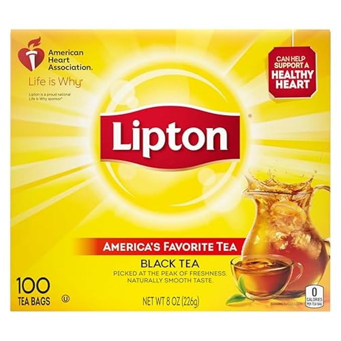 Lipton Black Tea Bags,Hot or Iced,Black tea with Caffeine,1200 Total Bags (100ct),(Pack of 12) - Bloomnest