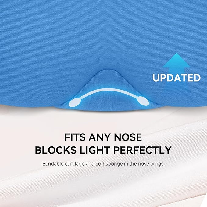 Mavogel Cotton Sleep Mask - Breathable Light Blocking Sleep Eye Mask, Soft Comfortable Night Sleeping Mask for Men Women, Eye Cover for Travel/Shift Work/Nap, Includes Travel Pouch (Cobalt Blue) - Bloomnest