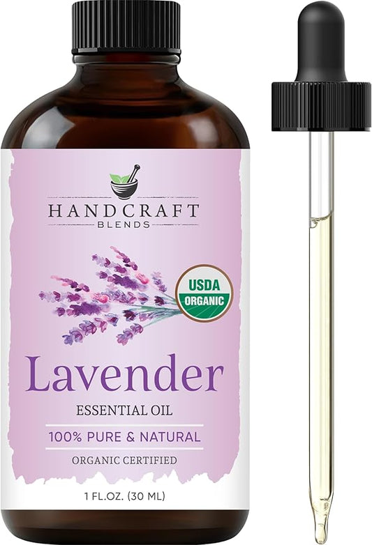 Handcraft Blends Organic Lavender Essential Oil – 1 Fl Oz – 100% Pure and Natural – Premium Grade Essential Oil for Diffuser and Aromatherapy HandcraftBlends